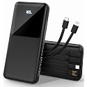 ZUOGGPET Portable Charger with Built in Cables, Power Bank with Cords Wires, Slim 10000mAh Travel Battery Pack 6 Outputs 3 Inputs 3A Fast Charging