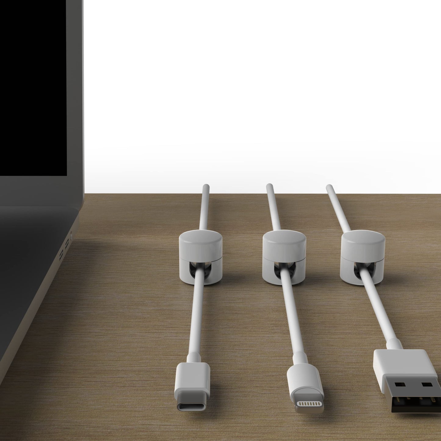 ICONIT Cable Anchors for Desk Organization White | Premium Aluminum Cord Organizers | Charger + Cable Management Clips for Home & Office | Stylish