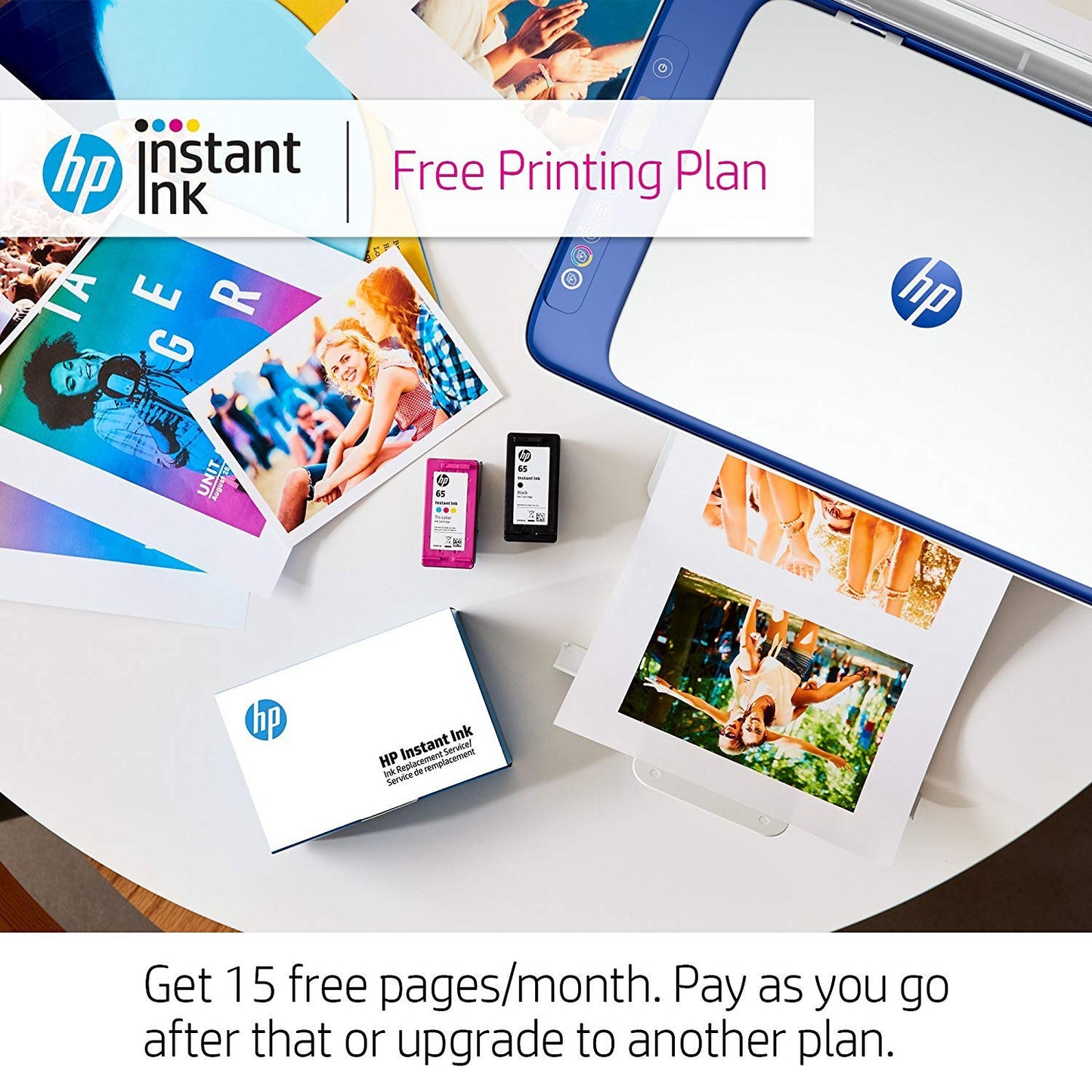 HP V1N04A#B1H DeskJet 2655 All-in-One Compact Printer, Instant Ink ready - White (V1N04A)