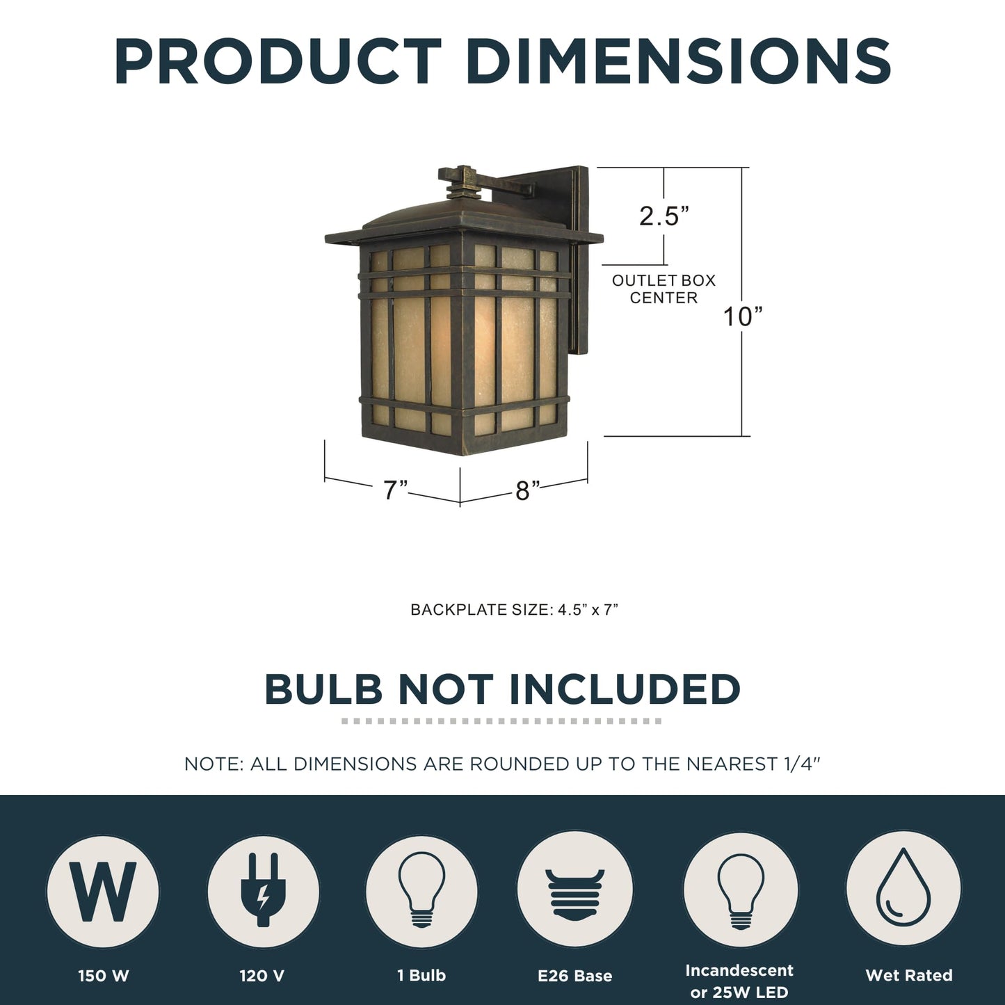 Quoizel Hillcrest 10" Mission-Style Outdoor Wall Sconce, Imperial Bronze with Linen Glass, Arts & Crafts Design, ETL Wet Rated