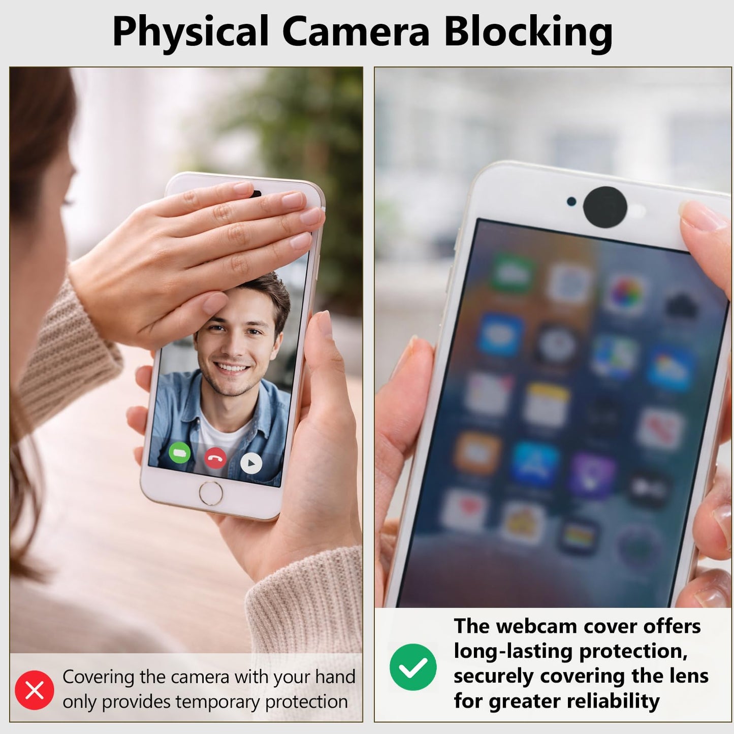 Mnvhoky Stackable Vinyl Webcam Privacy Stickers, 12 Sheets Low-Tack Restickable Camera Covers in 3 Sizes, Black Webcam Blocker Set