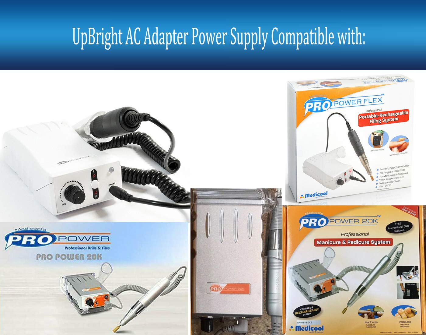 UpBright 30V AC/DC Adapter Compatible with Medicool Pro Power 20k PPFLEX PP Flex ProPower Flex Portable Nail File YS YS04-300100D YS04-3001000…