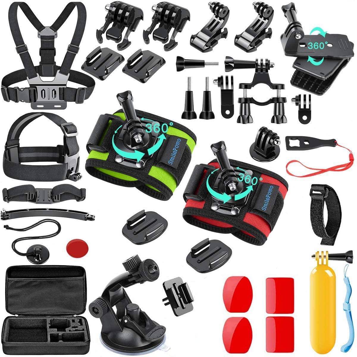 SmilePowo 51-in-1 Action Camera Accessories Kit for GoPro Hero 11 10 9 8 Max 7 6 5 4 3 3+ 2 1 Black GoPro 2018 Session Fusion Silver White Insta360