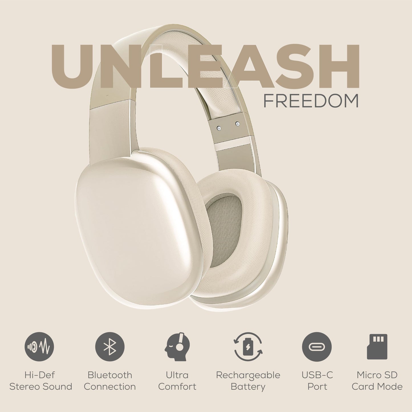 Gabba Goods Wireless Over Ear Bluetooth Headphones with Microphone - Wireless Headset -Noise Reduction - Bluetooth, Wired,Built in Micro SD…