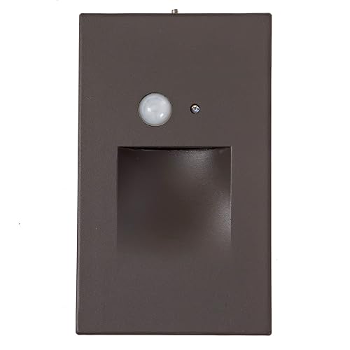 Ciata LED Indoor & Outdoor Motion Sensor Light - Deck Stair Lights, Integrated PIR & Dusk to Dawn Sensor - Vertical Stairway Lighting - Bronze