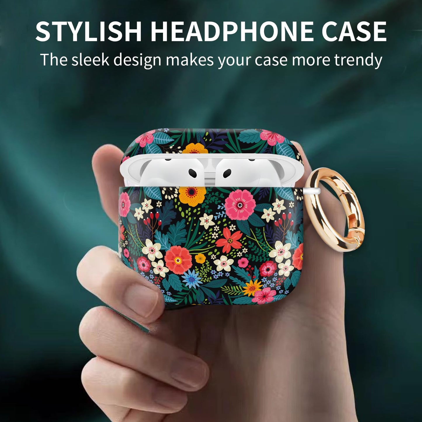 Cute Case Cover Compatible with AirPod 4th Generation 2024, Shockproof for Women & Girls with Golden Round Buckle - Protective, Anti-Drop
