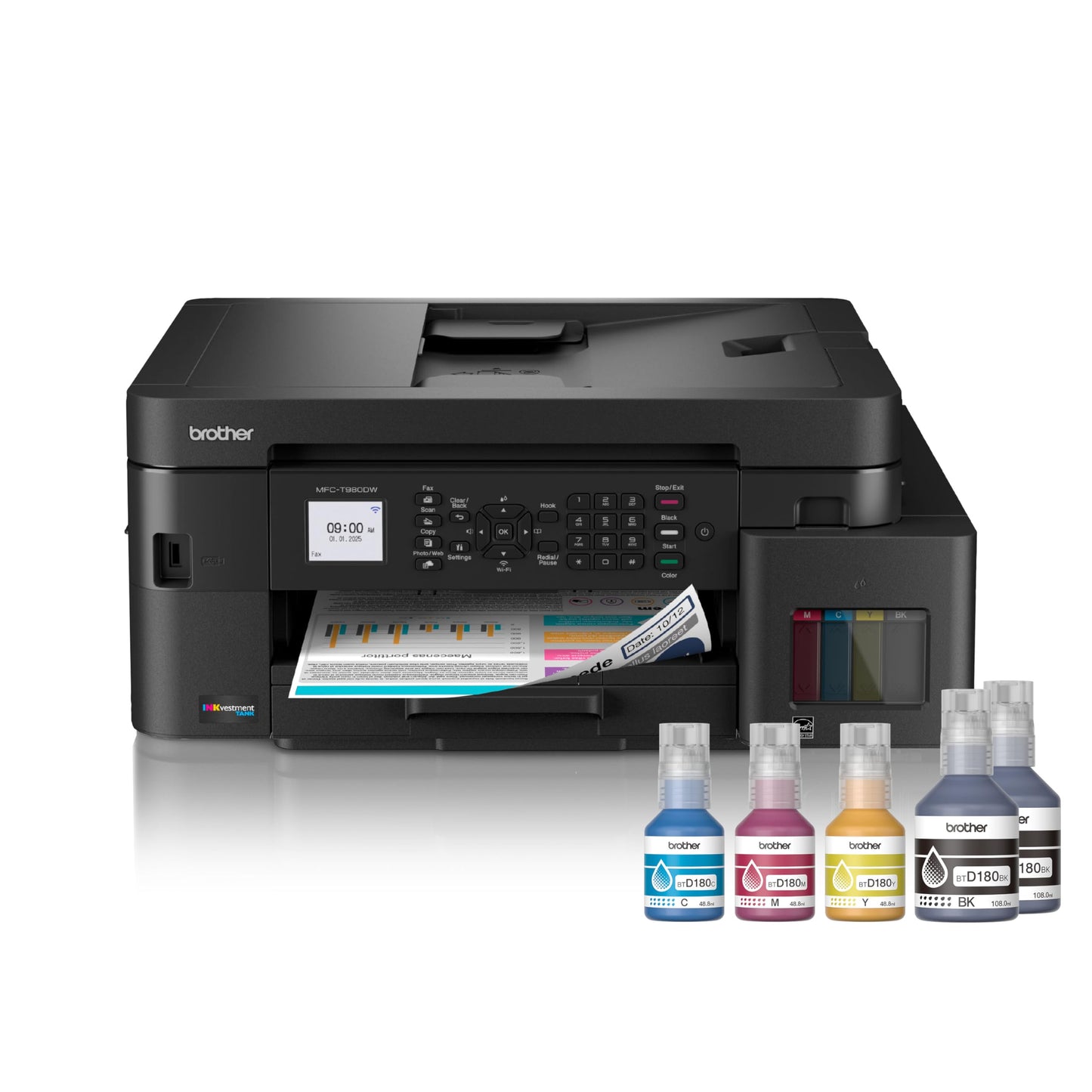 Brother INKvestment Tank 980 Wireless and Ethernet Color Inkjet All-in-One Printer with Multipurpose Tray | Includes up to 3 Years of Ink in-Box(1)