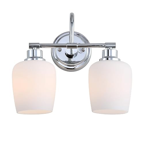 SAFAVIEH SCN4051A Rayden Chrome 2-Light Bathroom (LED Bulbs Included) Sconce