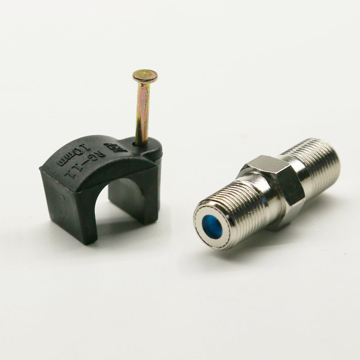 RG11 CABLE with Weather Boot F Connectors - Tri-Shield Underground Coaxial DIRECT BURIAL Gel Coated Flooded COAX - Plus Female Splice Barrel & 10 Cable Nail Clips by PHAT SATELLITE INTL 150FT ORANGE