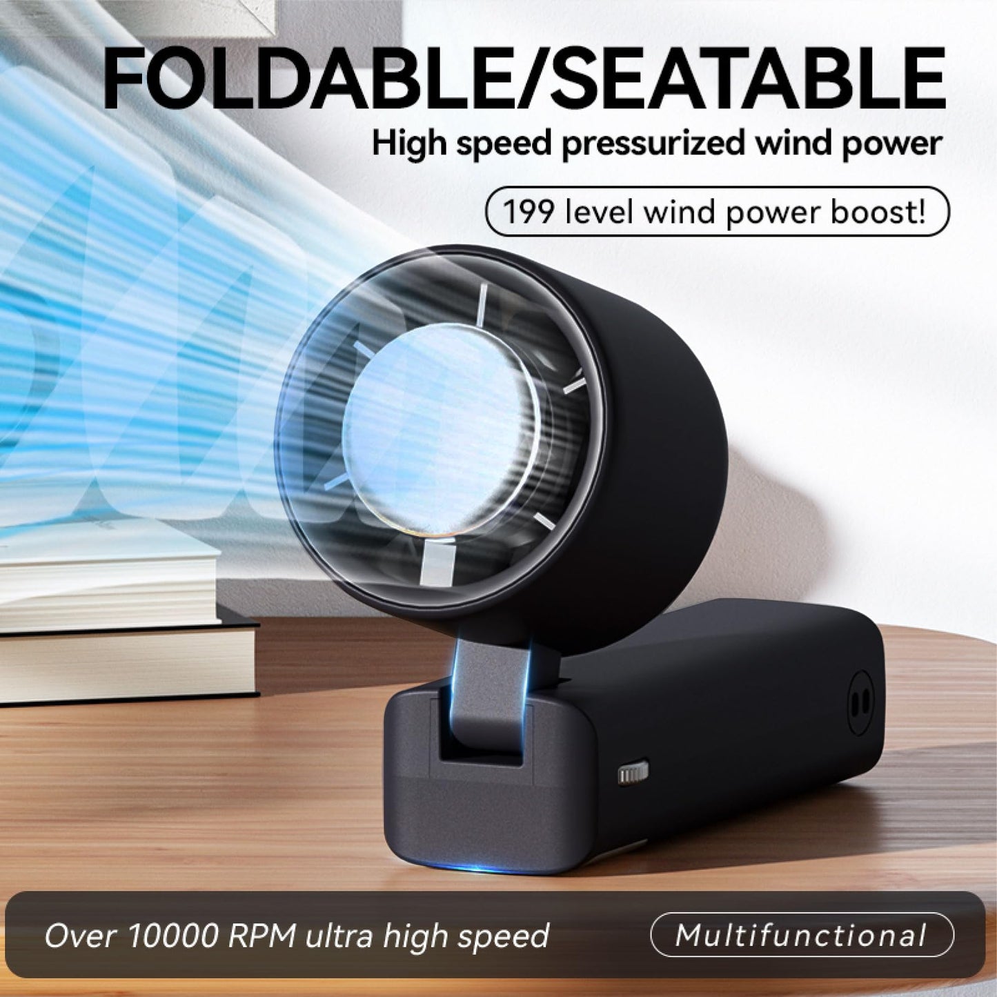 Handheld turbofan, battery driven, 199 speed, running time of 20 hours, air turbine technology cooling, including cooler, suitable for outdoor