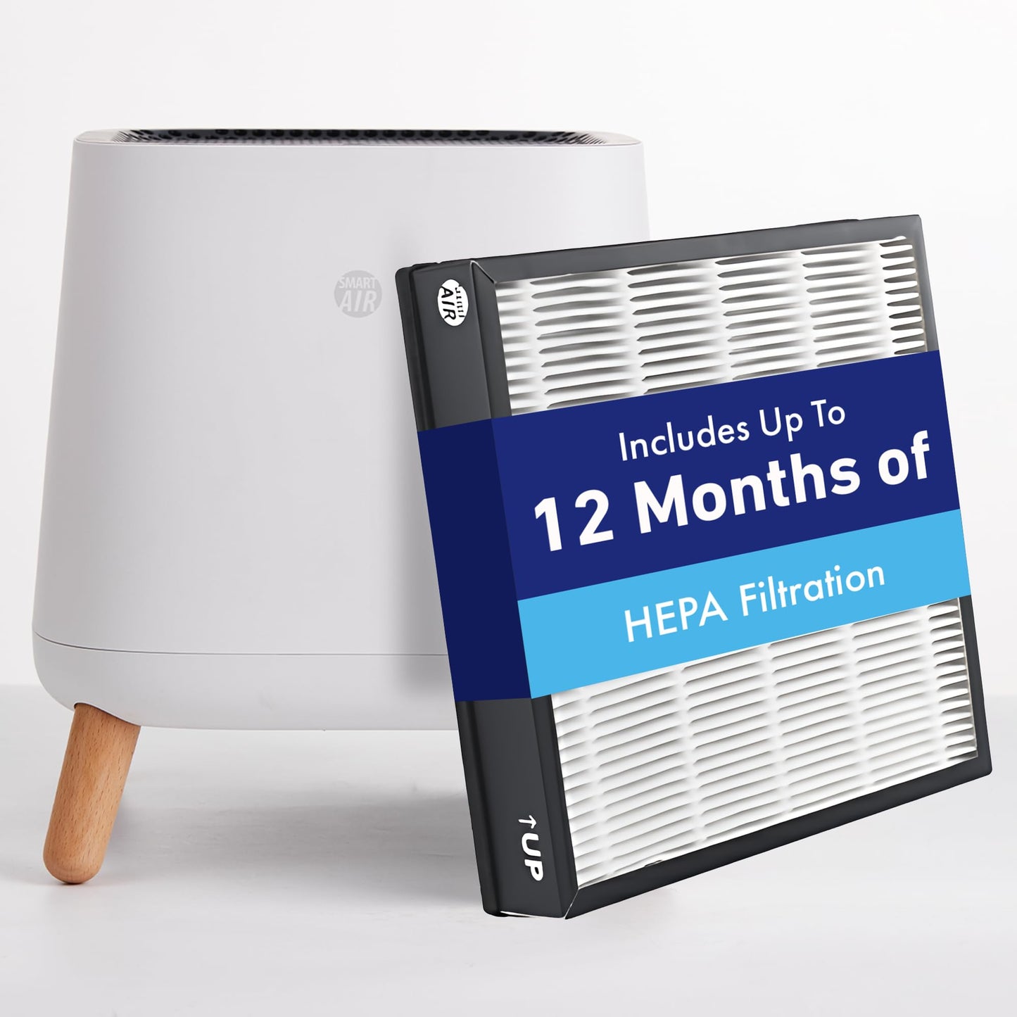 Smart Air(AKA Smart Health) Sqair Air Purifier|H13 HEPA 99.97%| Cleans up to 900 sq ft/30 mins, 23 - 52 dB| For Home, Bedroom, Office, Kitchen|Reduces