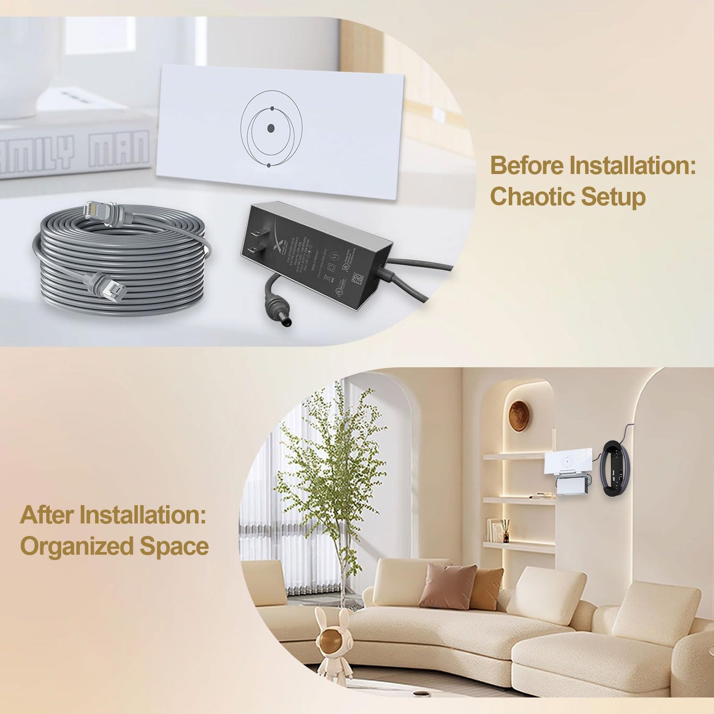 Starlink Gen 3 Mount & Wall Holder, All-in-One Space-Saving Bracket for V3 Mesh Router & Power Supply, ABS Stability, Compatible with Starlink V3