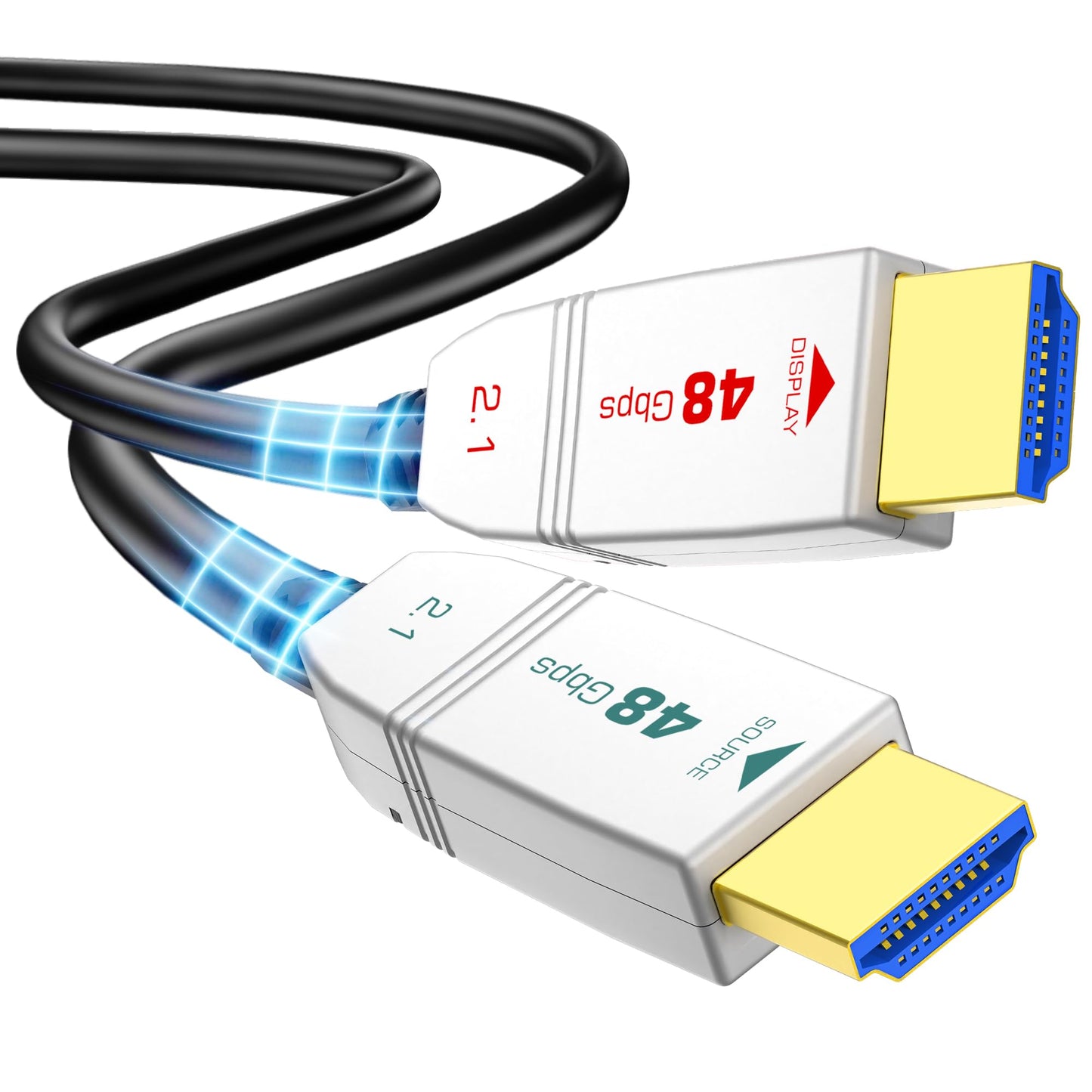 FeizLink 8K Fiber Optic HDMI Cable 3FT, 48Gbps Ultra High Speed HDMI 2.1 Cable, Support 8K60Hz 4K120Hz HDR eARC HDCP 2.2&2.3, HDMI Cord Compatible