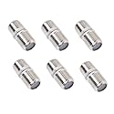 SQRUIHAO 6 Pack Coaxial Cable Connector, RG6 Coax Cable Extender F-Type Gold Plated Adapter Female to Female for TV Video, Antenna, Cable Modem