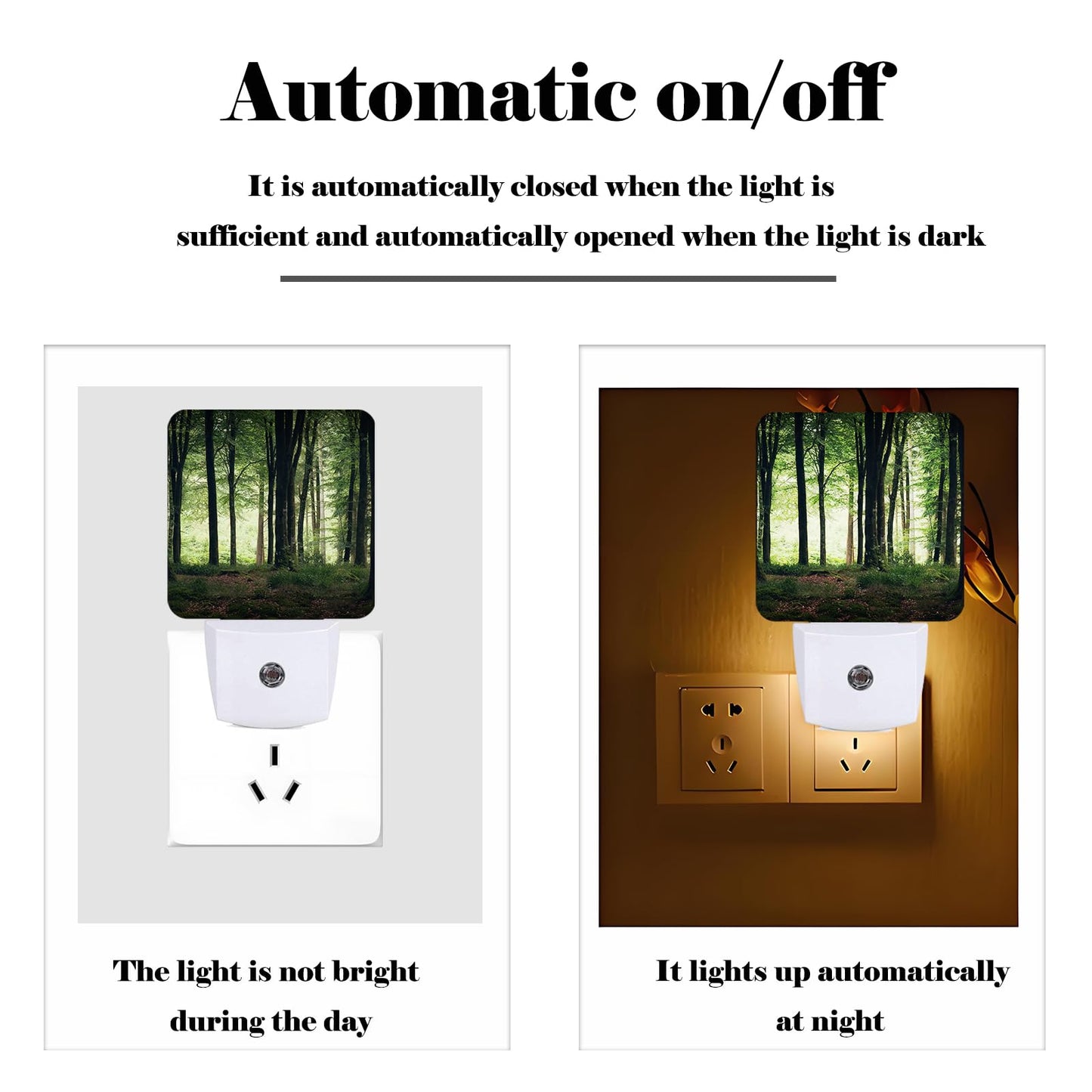 FSHVQKD Green Forest Night Light,Plug Into Wall with Dusk to Dawn Light Sensors, Warm Nightlights for Bedroom, Bathroom, Hallway, Kitchen, Gifts Ideal
