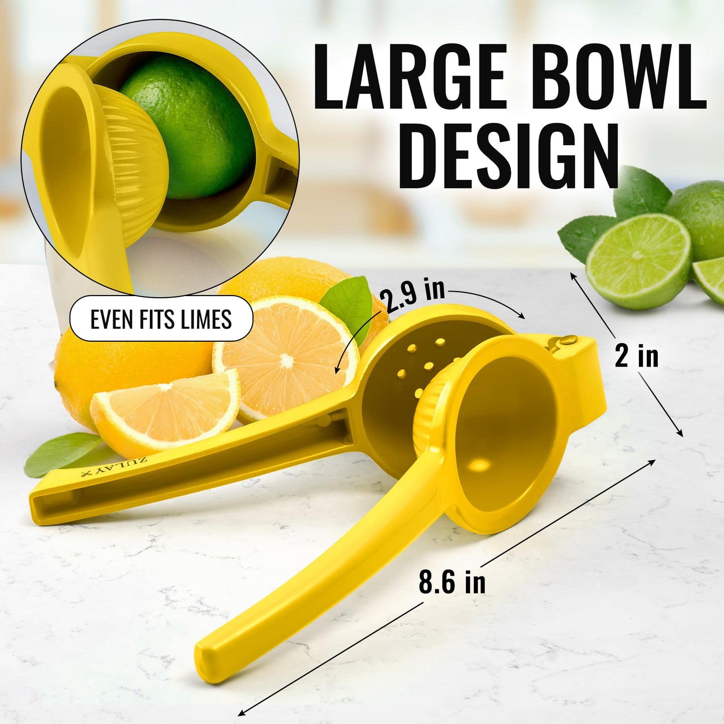 Zulay Kitchen Metal Lemon Squeezer – Handheld Citrus Juicer, Manual Press for Maximum Juice Extraction, Easy to Use
