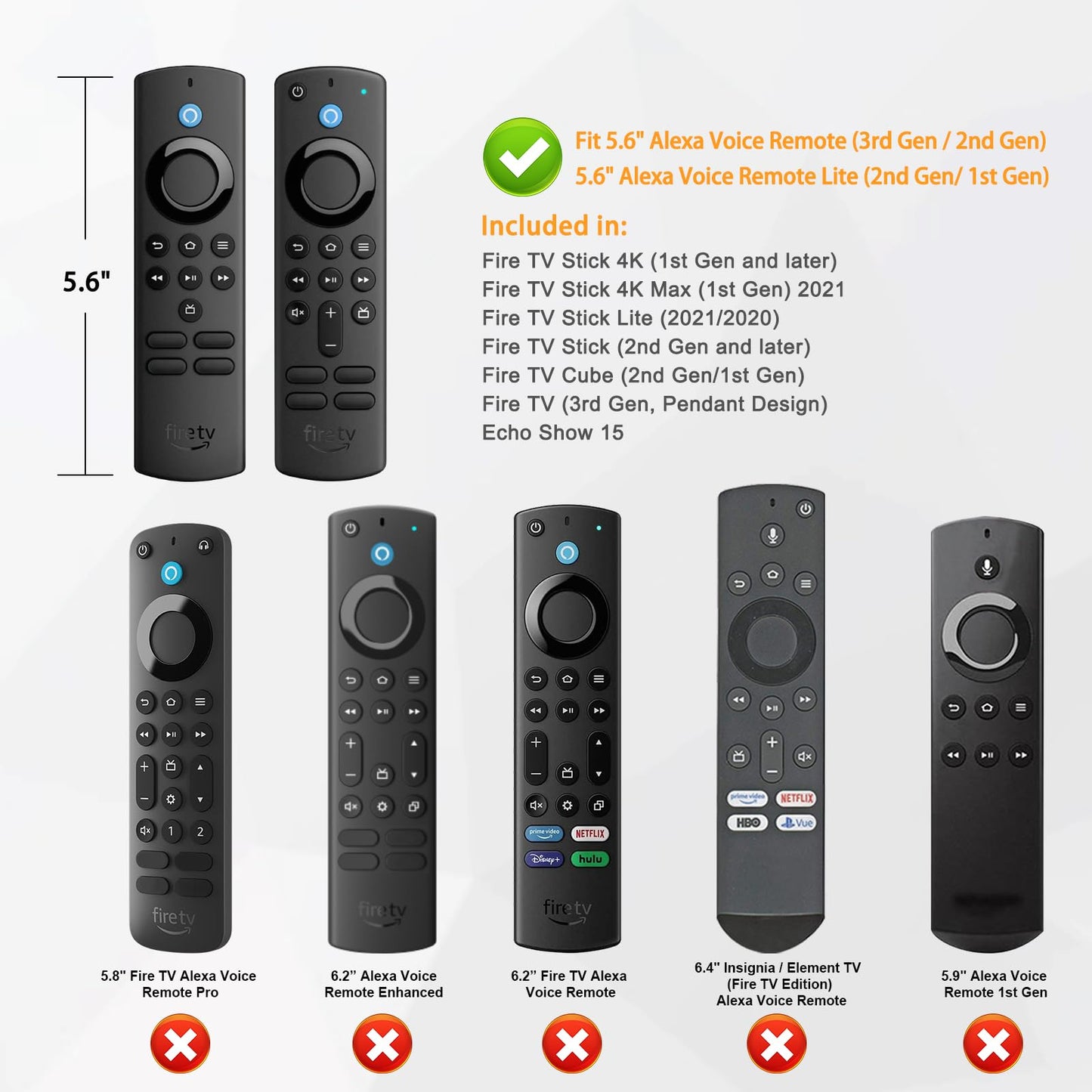CaseBot Remote Case for Fire TV Stick HD/4K/4K Max (1st Gen)/Fire TV Stick (3rd Gen)/Lite - Anti-Slip Shockproof Silicone Cover for Alexa Voice Remote