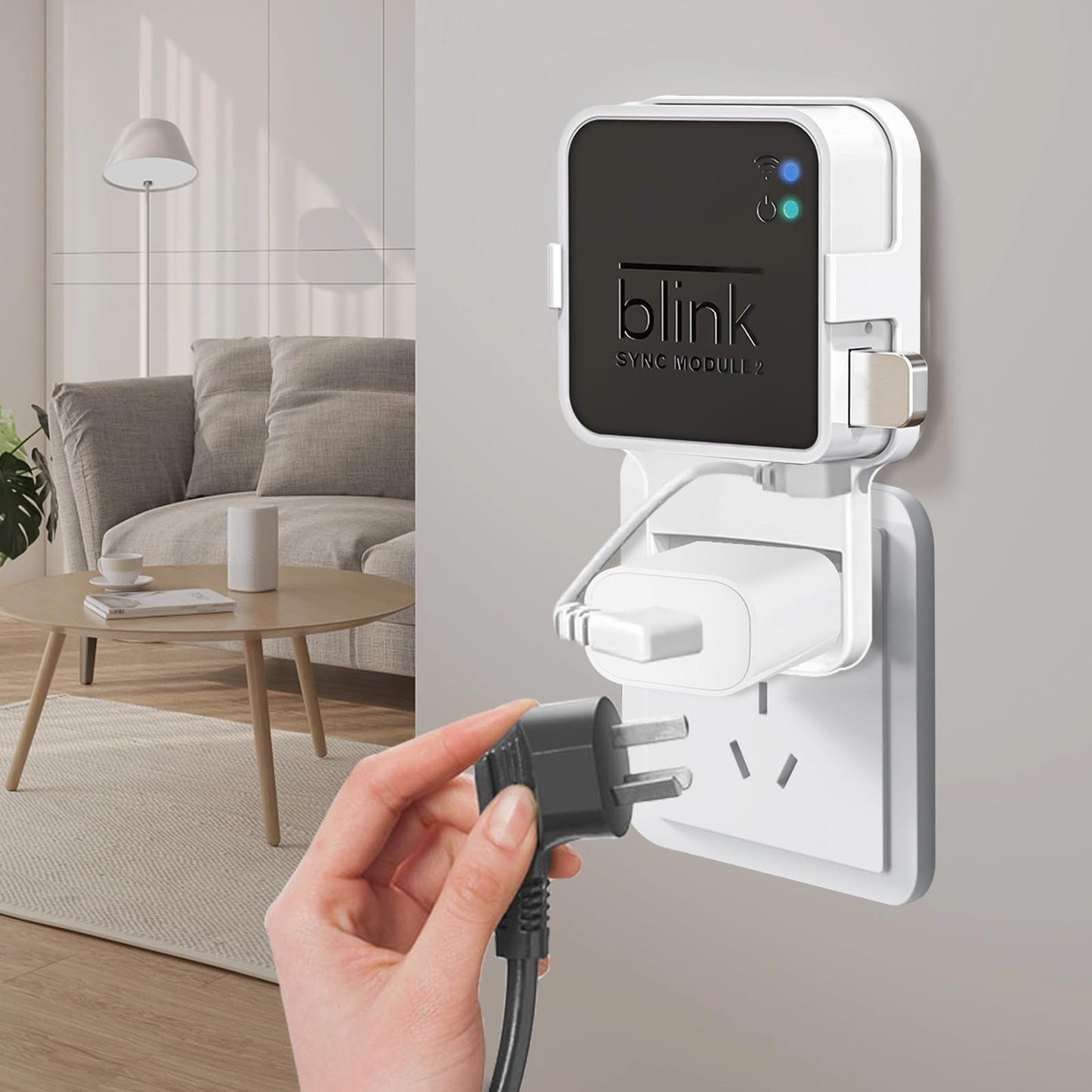 Sync Module 2 Outlet Wall Mount for Blink Doorbell Camera, Window Sensors Accessories,Doorbell Chime Inside House Bracket Holder with Short Cable (1