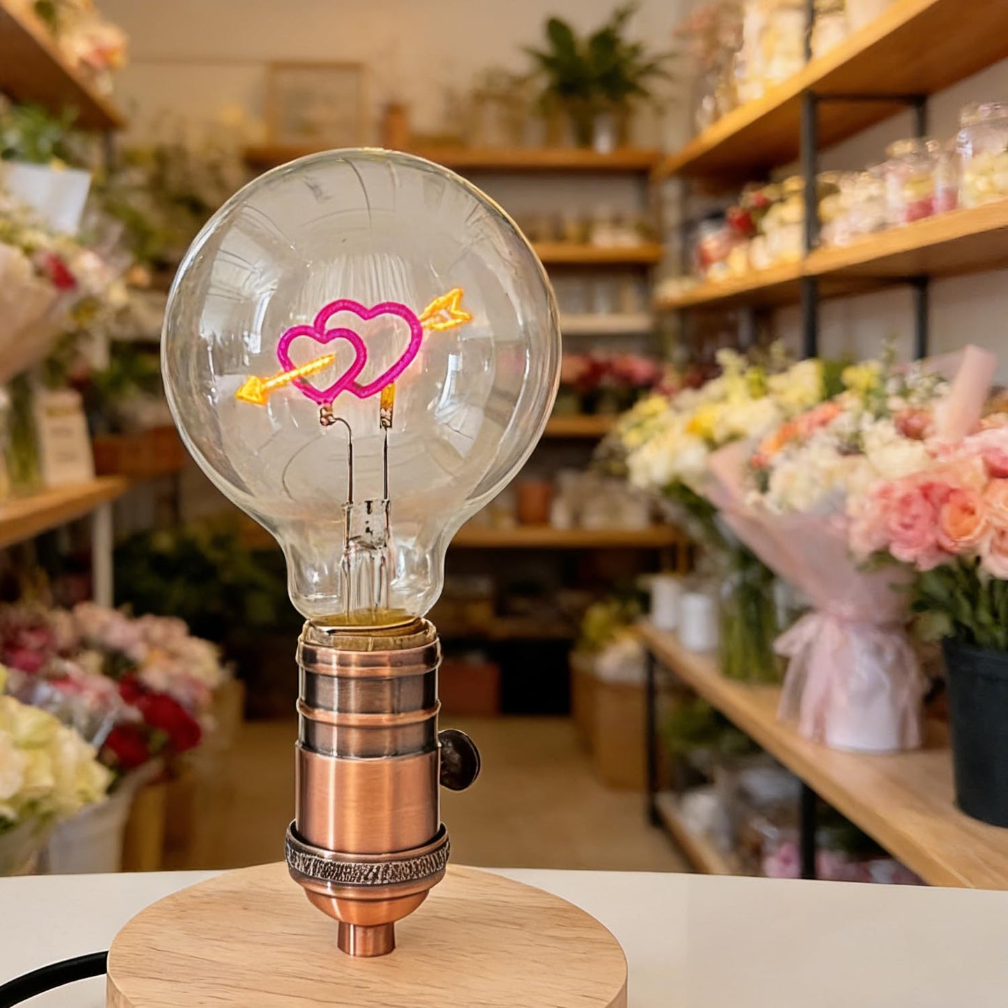 xinfulin Classic Edison LED Bulb G30, 3W (15W Equivalent), 150 Lumens, E26 Base, Dimmable, Cupid Heart Filament, Industrial Retro Decor, 110-130V