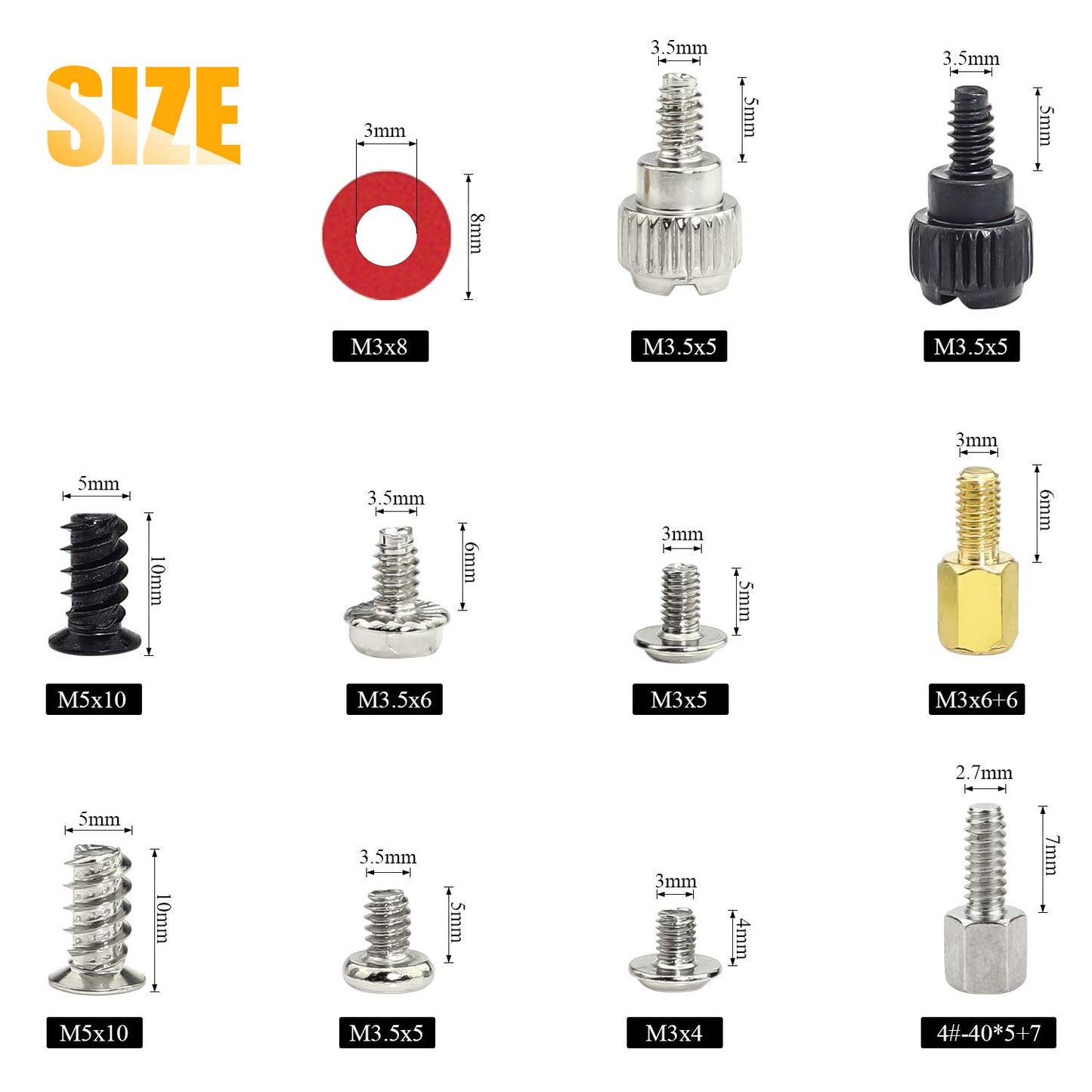 Sutemribor 300PCS Personal Computer Screw Standoffs Set Assortment Kit with a Screwdriver for Hard Drive Computer Case Motherboard Fan Power Graphics