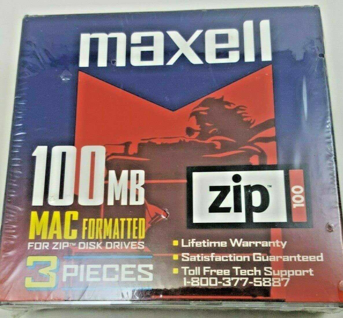 Maxell Zip Disk, 100MB, Mac Formatted, (3-Pack)