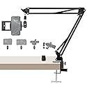 ellrkr 30" Magic Arm Holder w Clamp - Overhead Phone Mount for Desk, Smooth 360° 1/4" & 5/8" Thread Webcam Stand for Phone, Tablet, Webcam, Mic