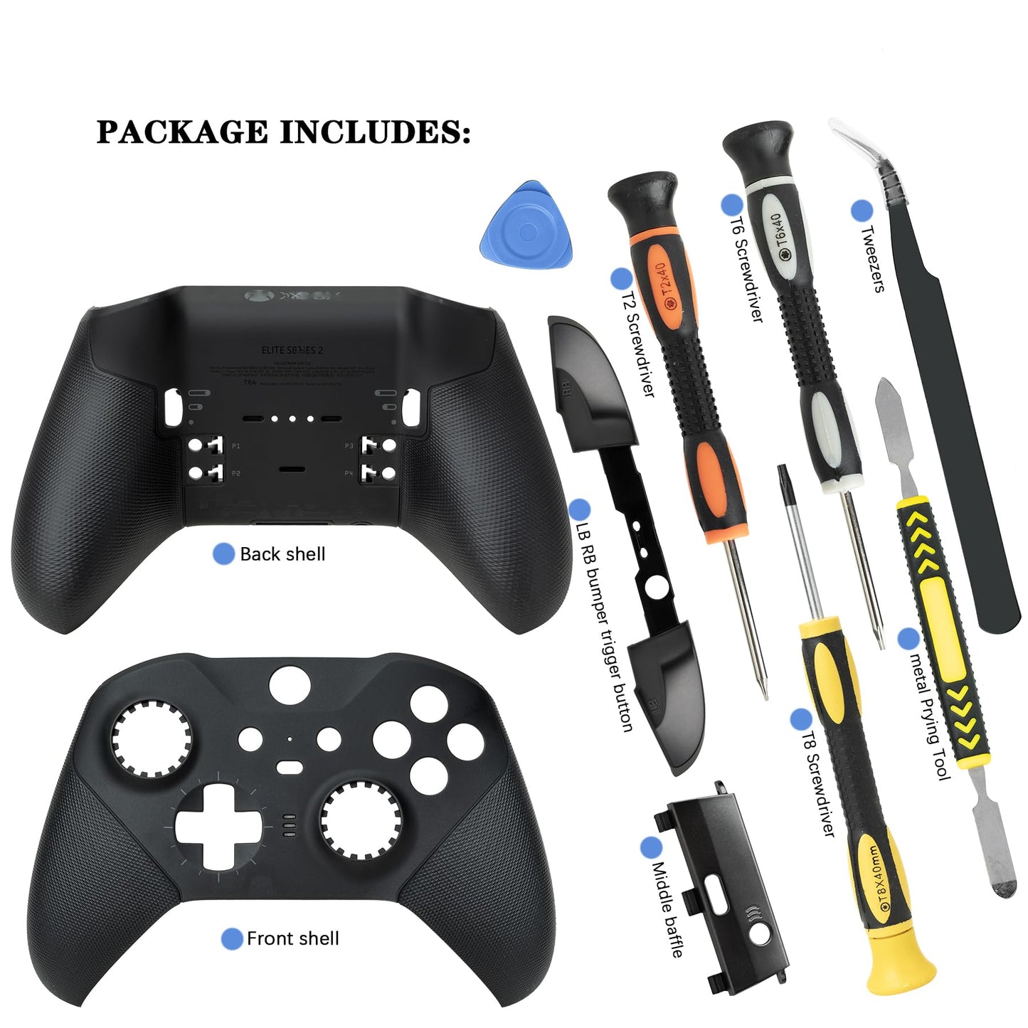 Housing Shell Faceplate Front Back Case Top Cover Bottom Case LB RB Bumper Trigger Button Middle Baffle for Xbox One Elite Series 2 Elite Series 2