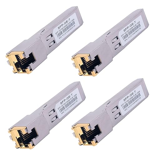 4PCS 1000BASE-T Gigabit SFP to RJ45 Copper Ethernet Modular Transceiver for Cisco,Meraki,Ubiquiti,D/TP Link,Supermicro,Netgear,Broadcom, 1.25G SFP-T