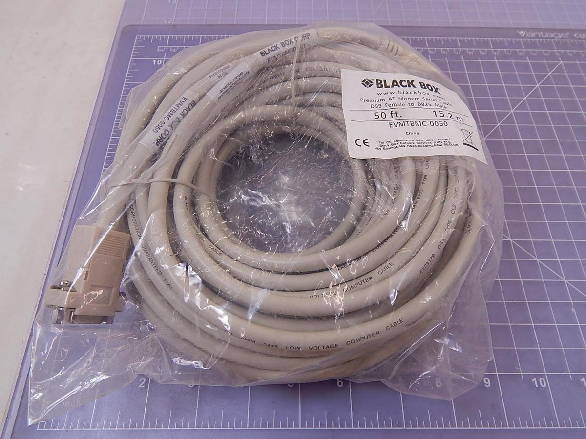 Black Box Premium RS232 at Modem Cable DB9F/DB25M 50Ft.