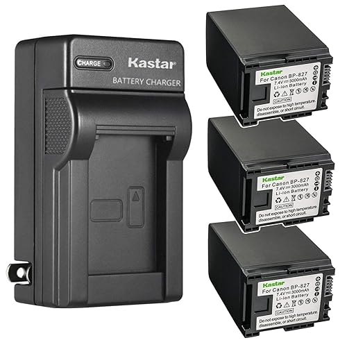 Kastar 3-Pack Battery and AC Wall Charger Replacement for Canon VIXIA HF100, VIXIA HF200, VIXIA HG30, VIXIA XA10 XA10 HD, FS10 Flash Memory Camcorder
