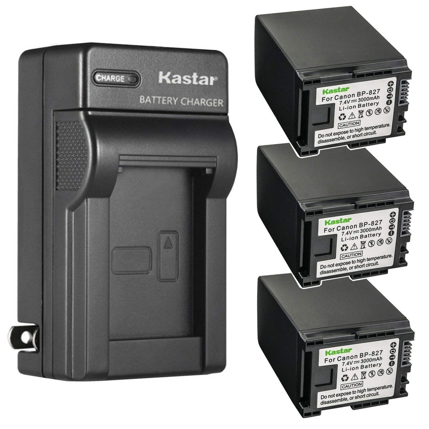 Kastar 3-Pack Battery and AC Wall Charger Replacement for Canon VIXIA HF100, VIXIA HF200, VIXIA HG30, VIXIA XA10 XA10 HD, FS10 Flash Memory Camcorder