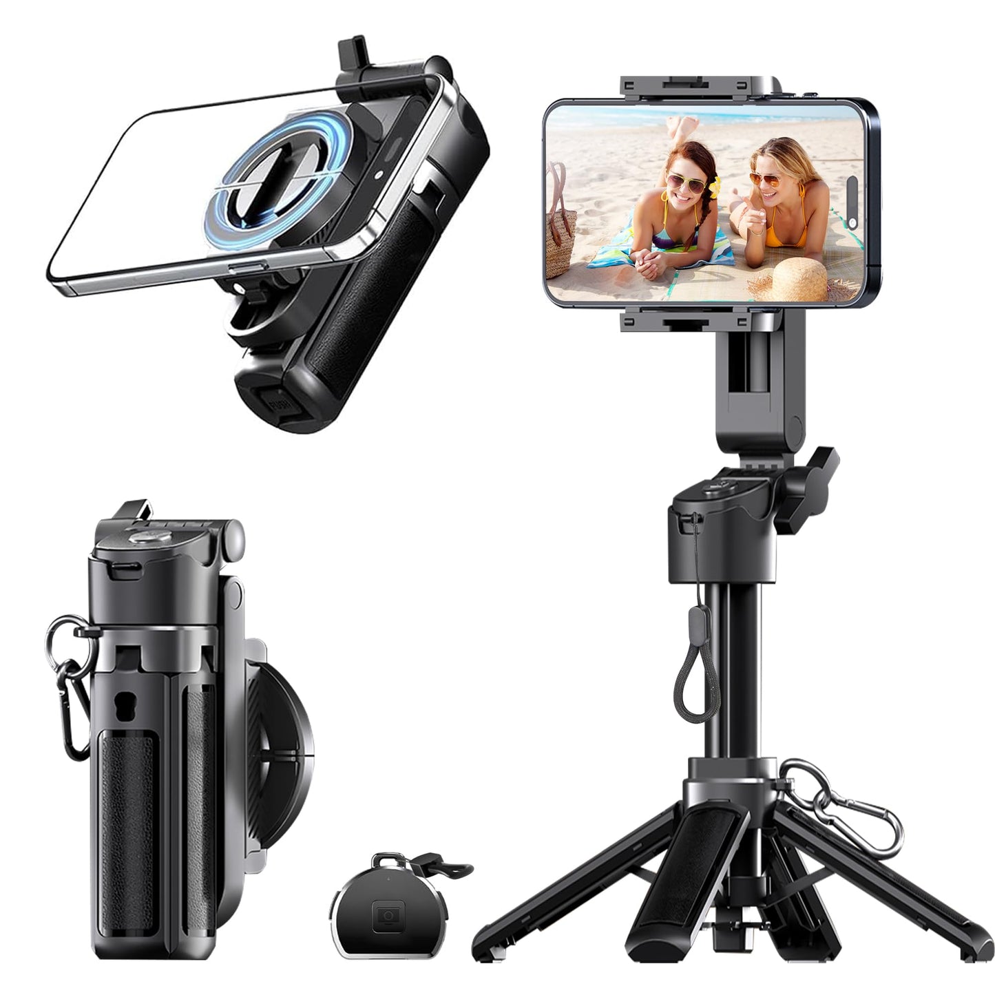 16.9" Tripod for Phone, Portable All in One Extendable Cell Phone Tripod Stand, Tall Travel Tripods for Recording Video Selfies Photo, with Wireless