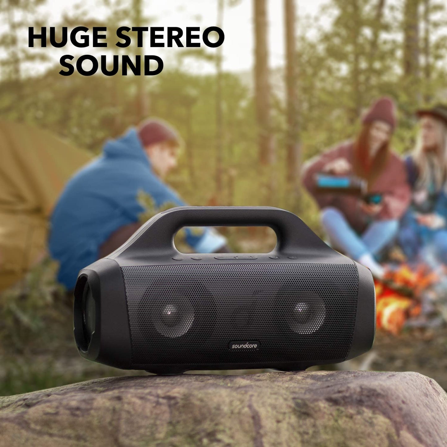 Soundcore Anker Motion Boom Waterproof Bluetooth Speaker with Titanium Drivers, BassUp Technology, IPX7, 24H Playtime, App, Built-in Handle, Outdoor