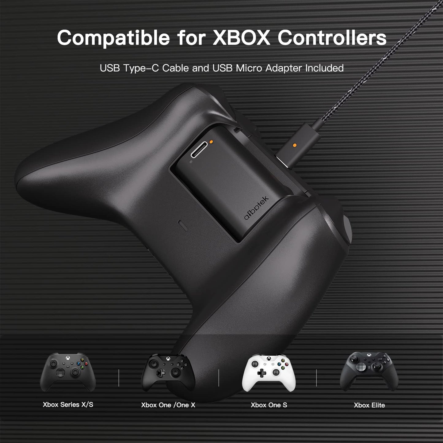 2 Pack Xbox Rechargeable Battery Pack, Xbox Series X Play & Charge Kit 1400mAh Capacity Fully charges in 3 Hours, 9 Ft USB Type-C Cable, Compatible w