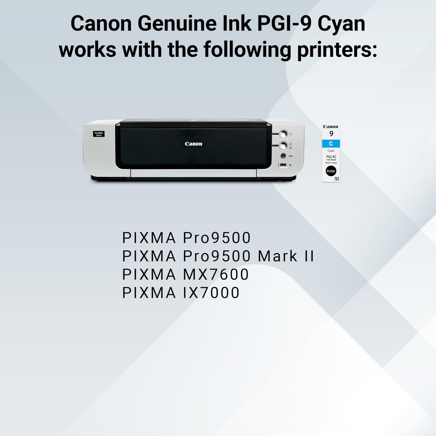 Canon PGI-9 Genuine Cyan Ink Tank, Compatible with Pro9500, Pro9500 Mark II, MX7600, and IX7000 Printers