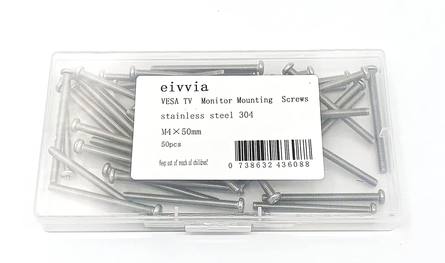 eivvia 50Pcs VESA TV Monitor Mounting Screws M4 x 50mm