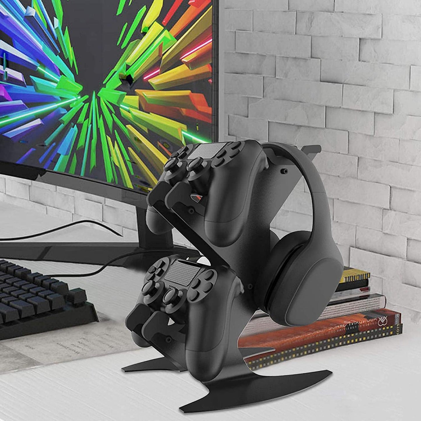 NBCP Controller Holder, Game Controller Rack Headset Stand for Xbox Series X S/Xbox one / PS5 / PS4 / NS/PC/Headset, Aluminum Metal Mount Universal