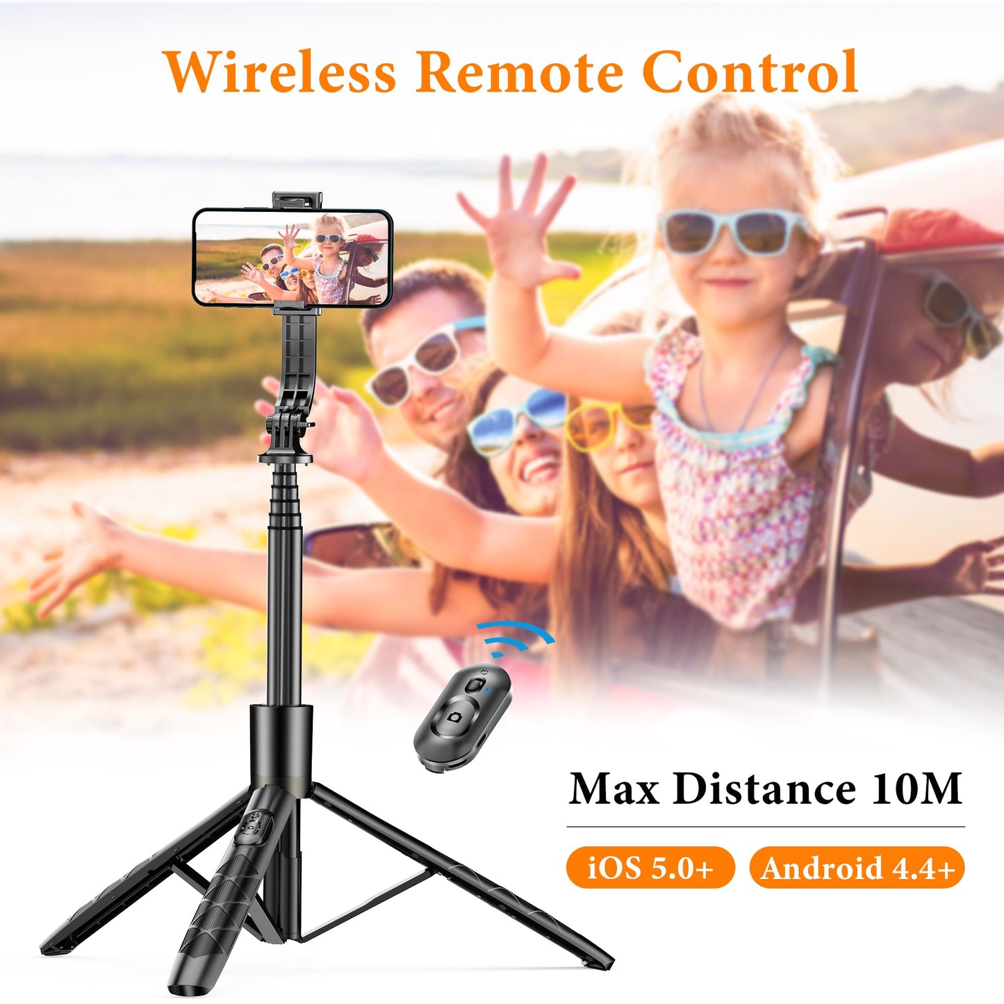 62" Aluminum Alloy Selfie Stick Phone Tripod with Wireless Remote Compatible with iPhone 17 16 15 14 13 pro Xs Max Xr X, Android/Samsung Smartphone