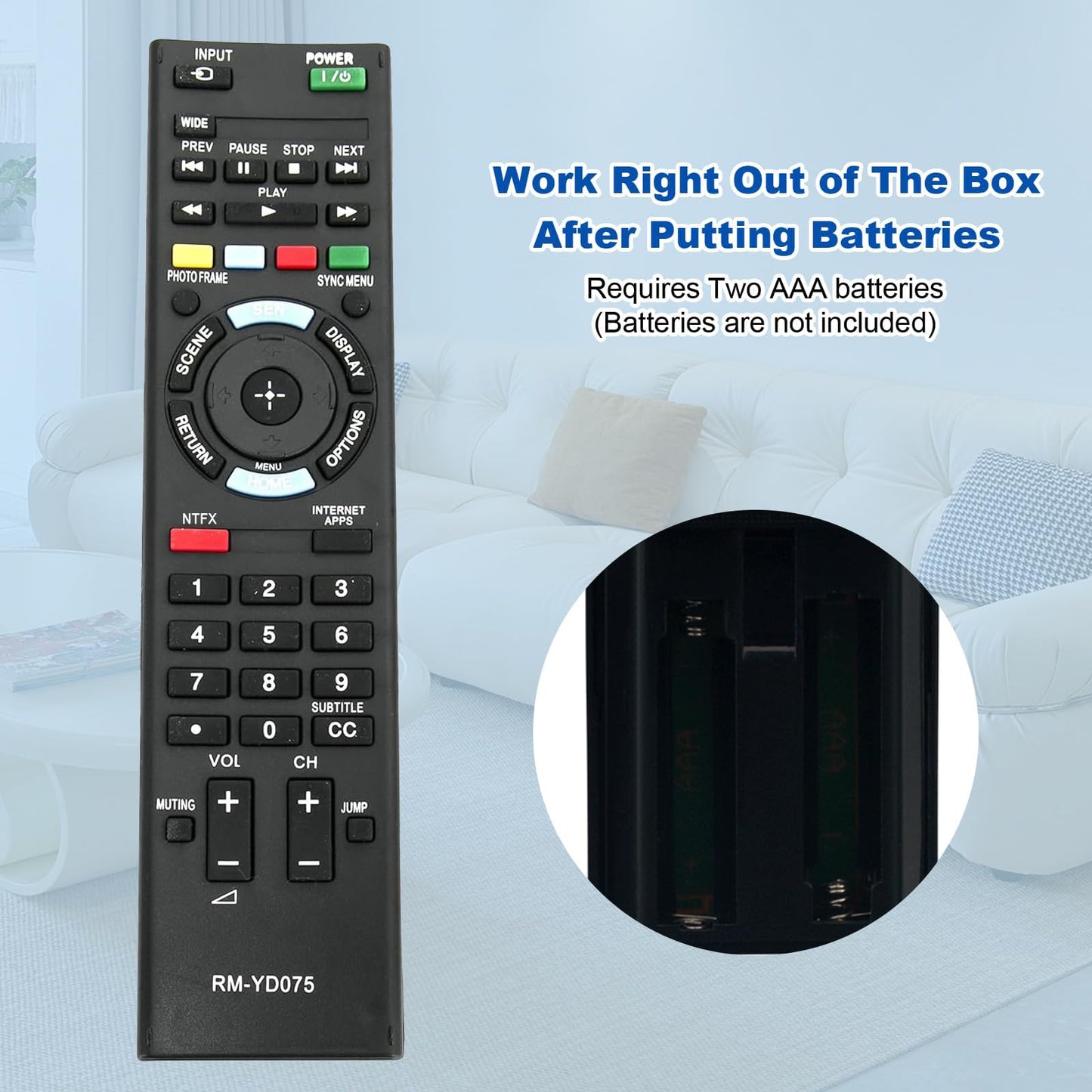 RM-YD075 Replaced Remote fit for Sony TV KDL-40EX640 KDL-46EX640 KDL-55EX640 KDL-40EX645 KDL-46EX641 KDL-46EX645 KDL-50EX645 KDL-55EX645 KDL-60EX645
