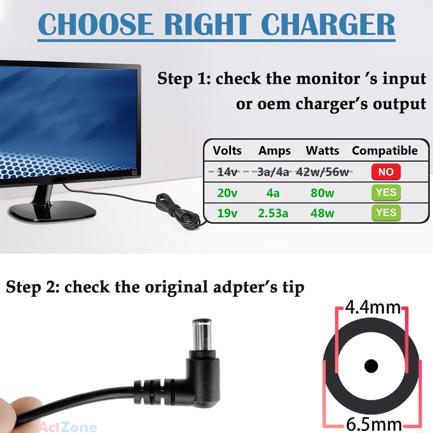 DC 19V Power Cord Supply Compatible with Samsung 32" TV UN32J400 UN32J5003AF UNJ32J5205, Odyssey G5 G3 Power Cord G55C C27G55 C32G55 C34G55 C27G55T…
