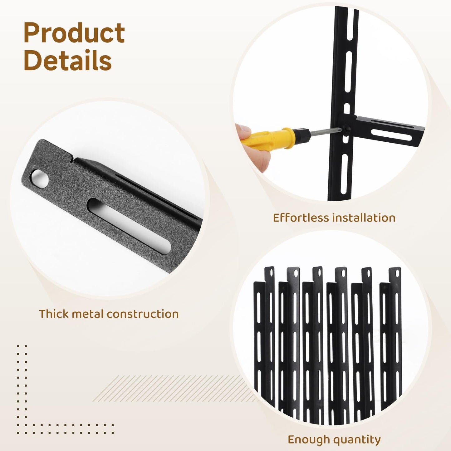 10 Pcs 19 in Rack Cable Management Kit, Including 0.5U L-Shaped Tie Bars, 20 Cabinet Screws, 100 Cable Ties, Sturdy Metal with Black Coating