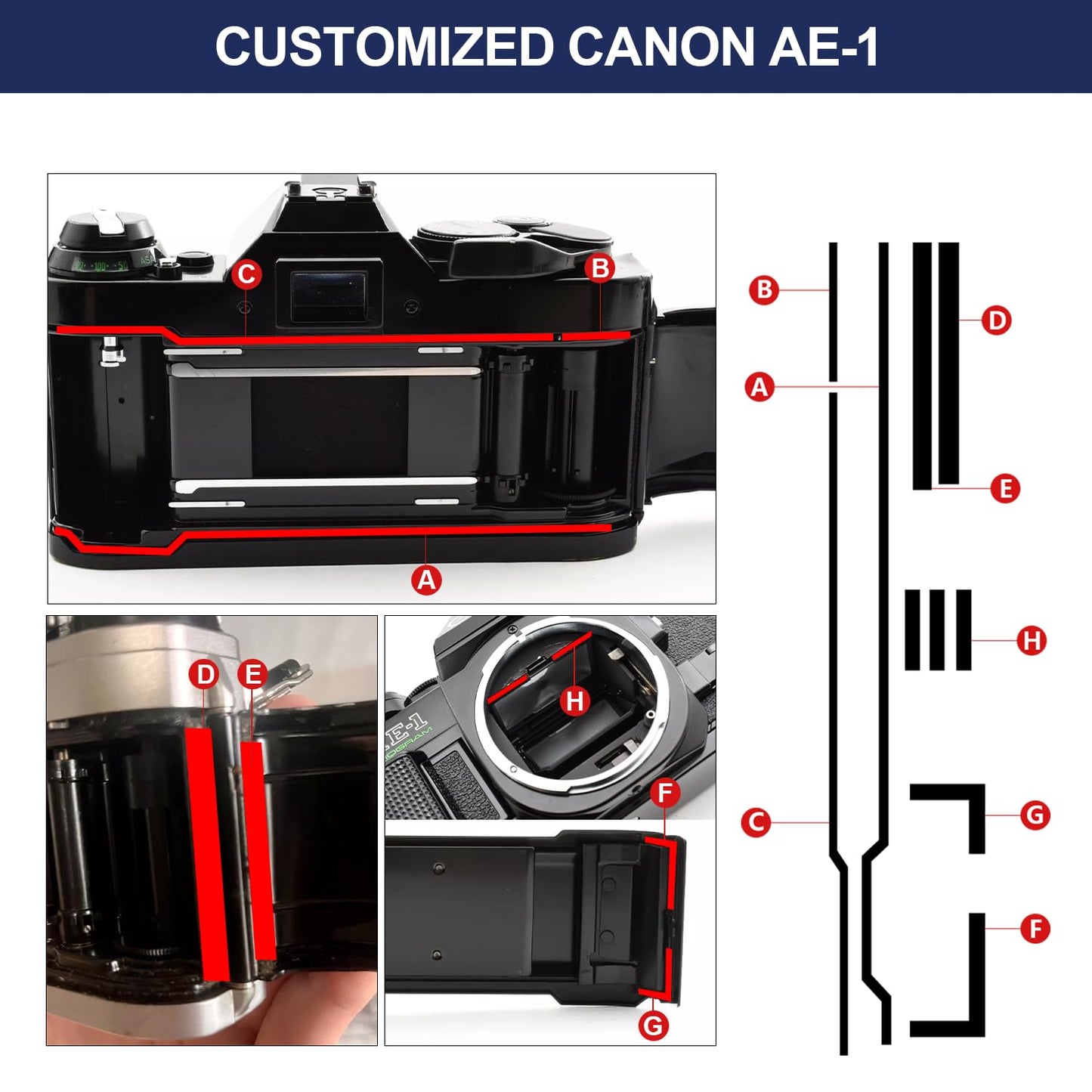 PreCut Light Seal Foam Sponge Kit Repair for Canon AE-1/AE-1 Program Film Camera