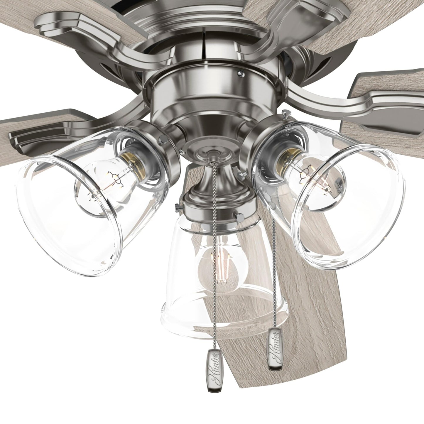 Hunter Fan 52 inch Low Profile Brushed Nickel Finish Indoor Ceiling Fan with LED Light Kit and Pull Chain (Renewed)