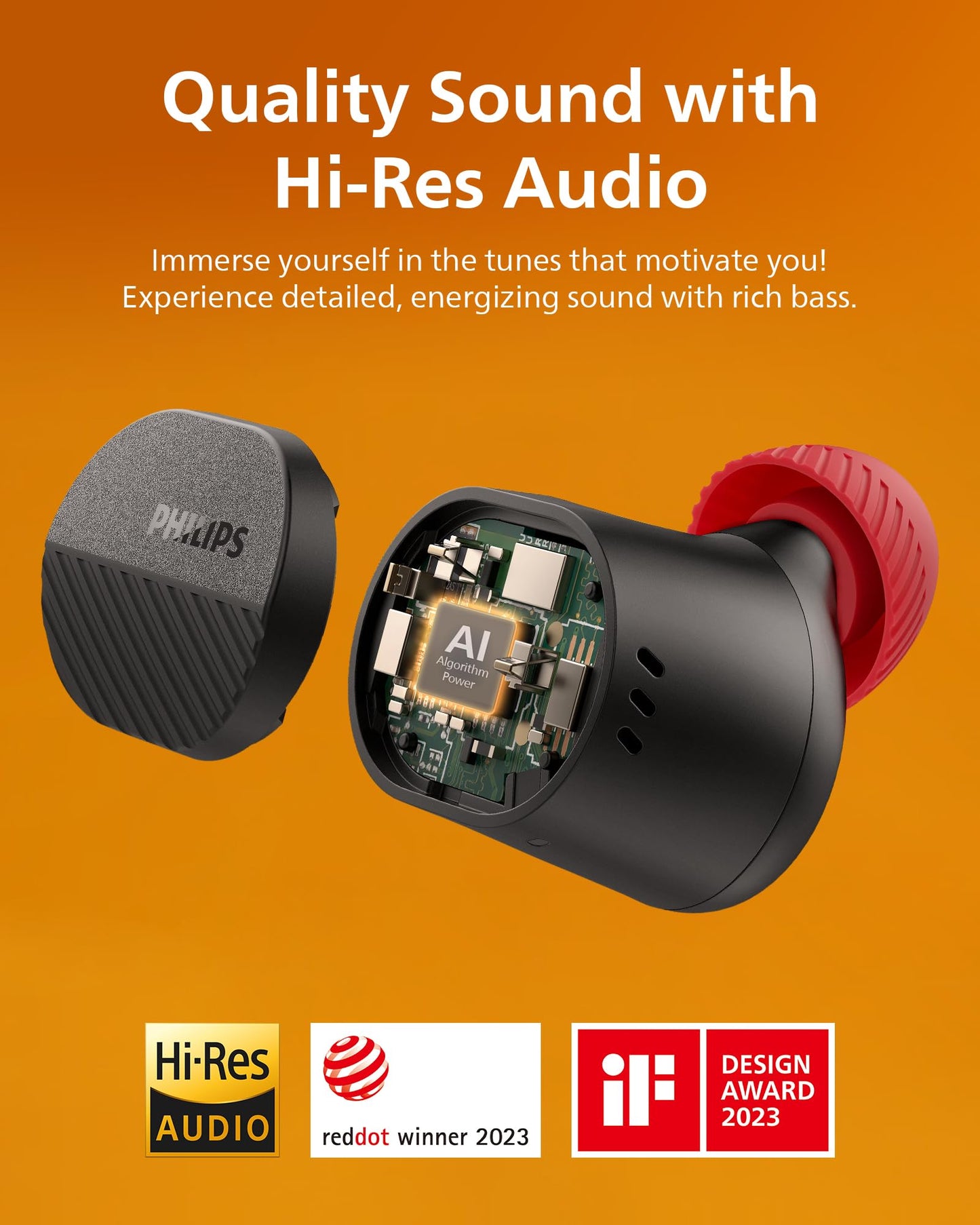 PHILIPS TAA5508 Wireless Earbuds,True Wireless Headphones with Noise Canceling Pro,Quality Sound,28 H Battery Life,Fast Charging,Bluetooth