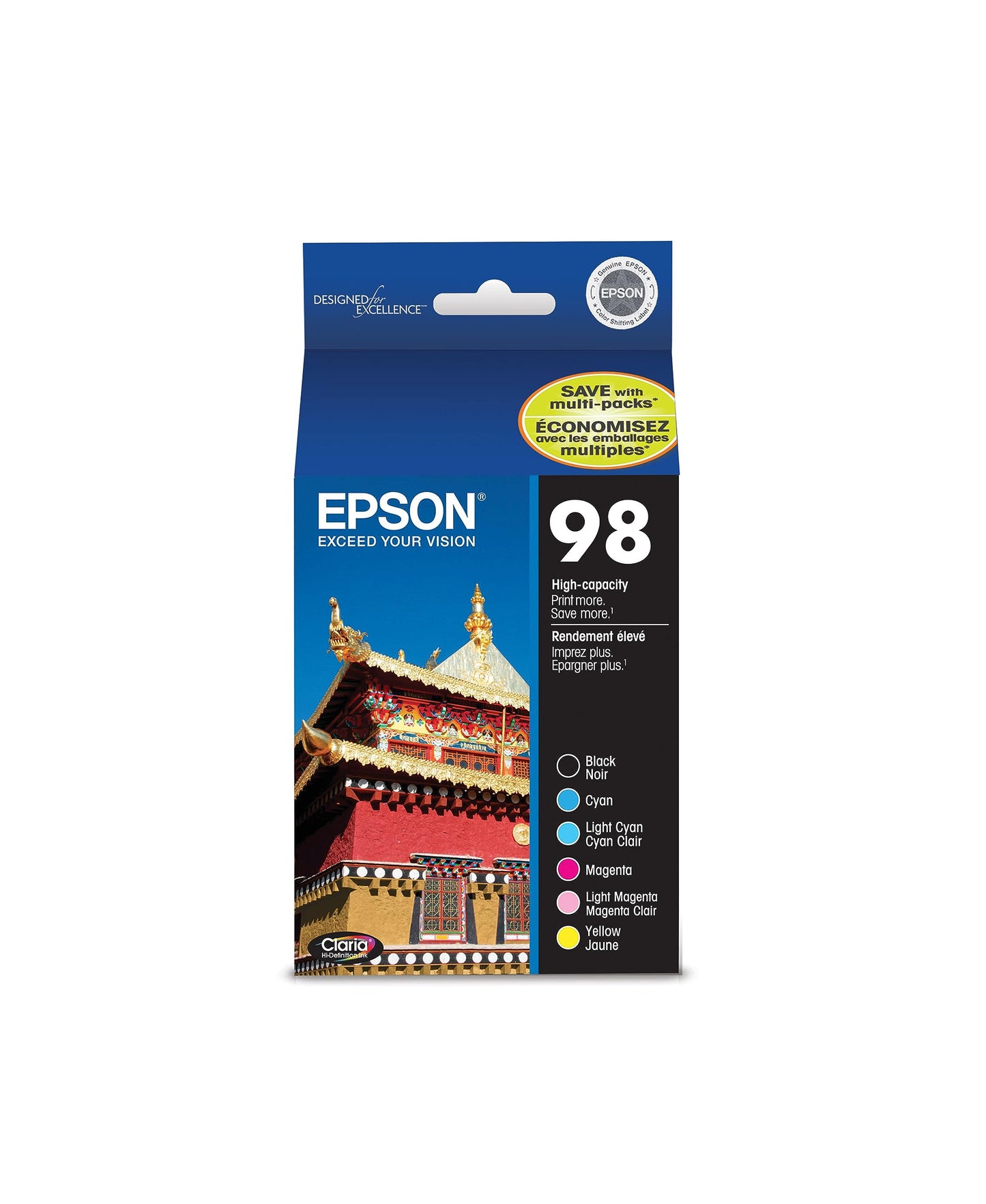 Epson T098120-BCS Claria Hi-Definition Black & Color Combo Pack High Capacity Cartridge Ink
