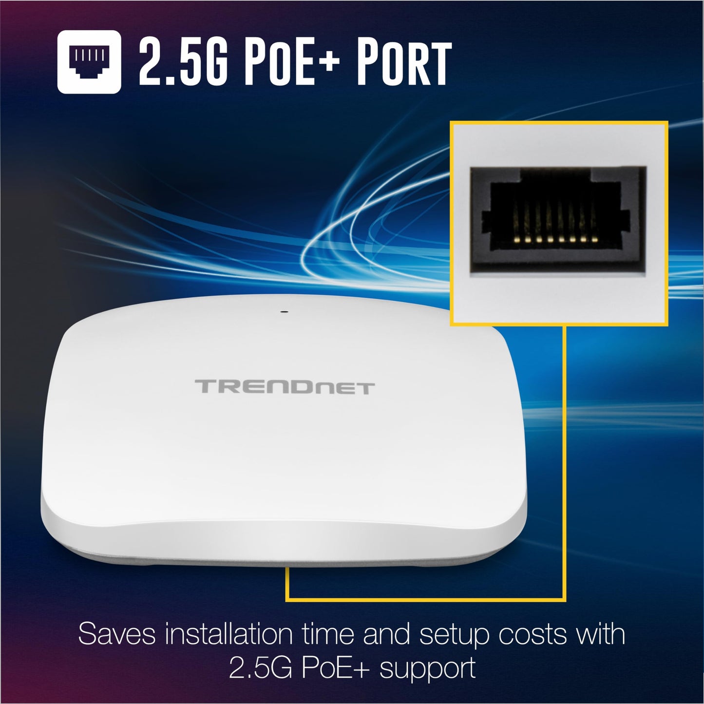 TRENDnet AX3000 Dual Band WiFi 6 PoE+ Access Point, TEW-923DAP, 1 x 2.5GBASE-T PoE+ LAN Port, OFDMA and MU-MIMO Technology, 2402Mbps (5Ghz), 573Mbps