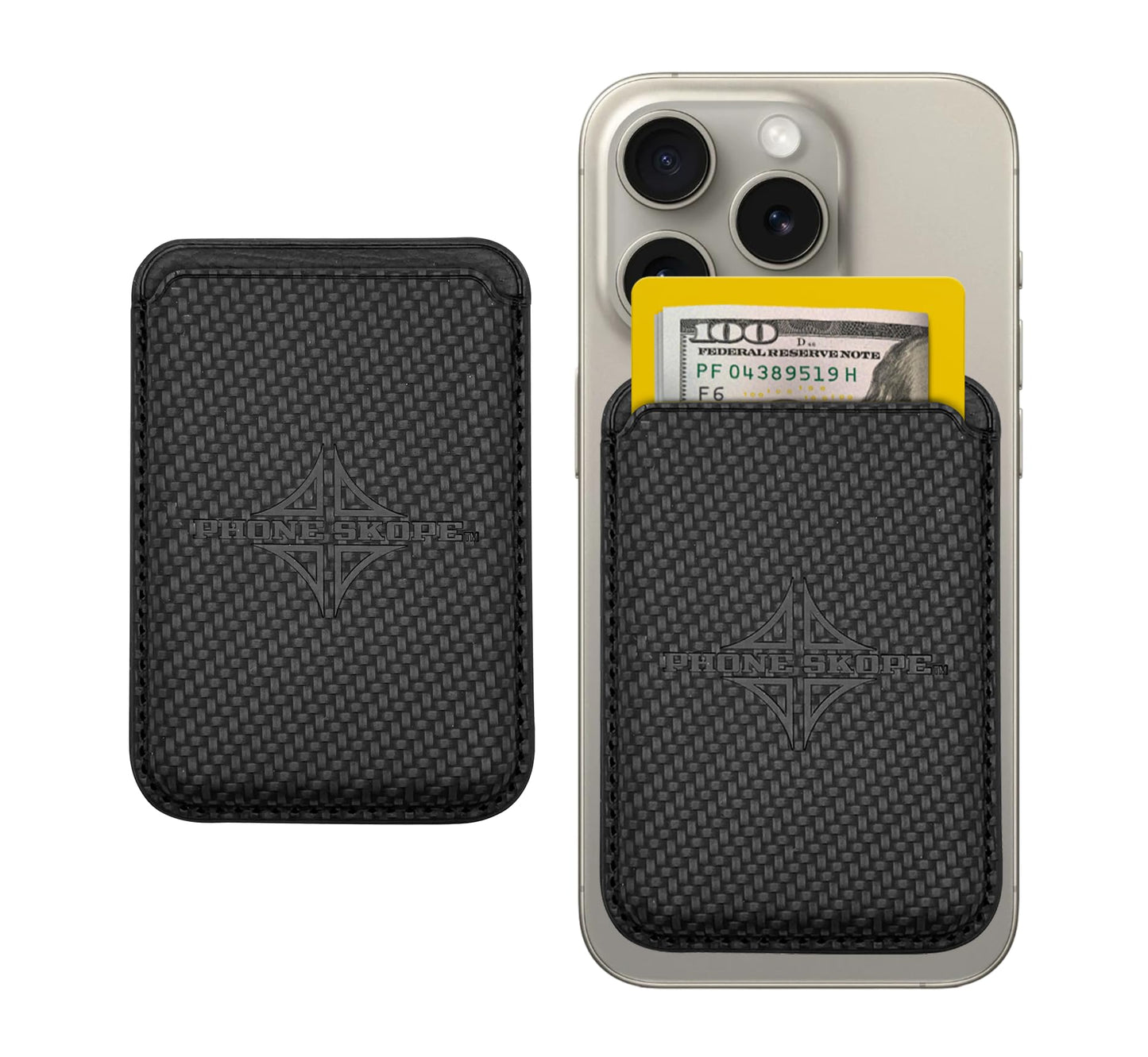 Phone Skope Leather Wallet: Magnetic Card Holder Compatible with Cell Phones | Convenient & Secure | Compatible with Carbon Pro Phone Case Black