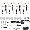 AIBOO LED Under Cabinet Puck Lights Kit with Touch Dimming Switch for Accent Display in Cabinet Lighting (8 Lights,Warm White)