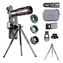HYTAMY Cell Phone Camera Lens Kit Upgraded Version Telephoto 28X with Wide Angle 0.6X, Macro 20x, Fisheye 198°, Phone Lens Attachment Suitable