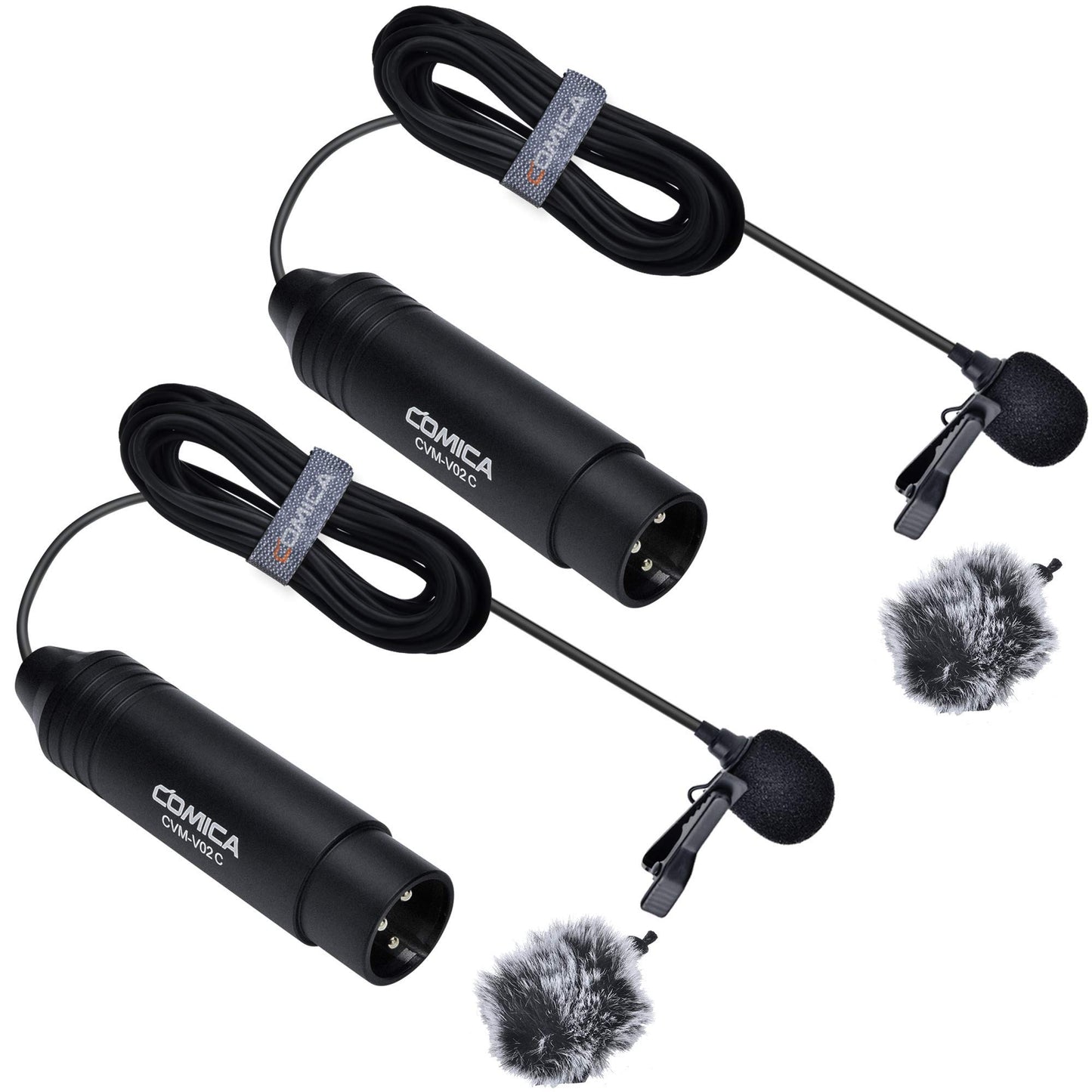 COMICA CVM-V02C XLR 48V Phantom Power Cardioid Lavalier Microphone,with Lapel Clip and Wind Muff,Lapel Mic for Camera Canon Sony Panasonic Camcorders